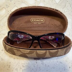 Coach Black Sunglasses with Pink Floral Temples